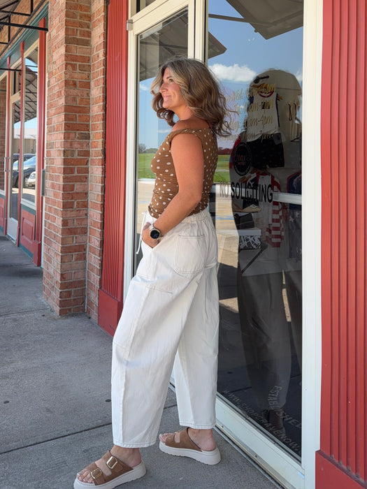 TWIST STRAP POLKA DOT TANK TOP- 2 COLORS