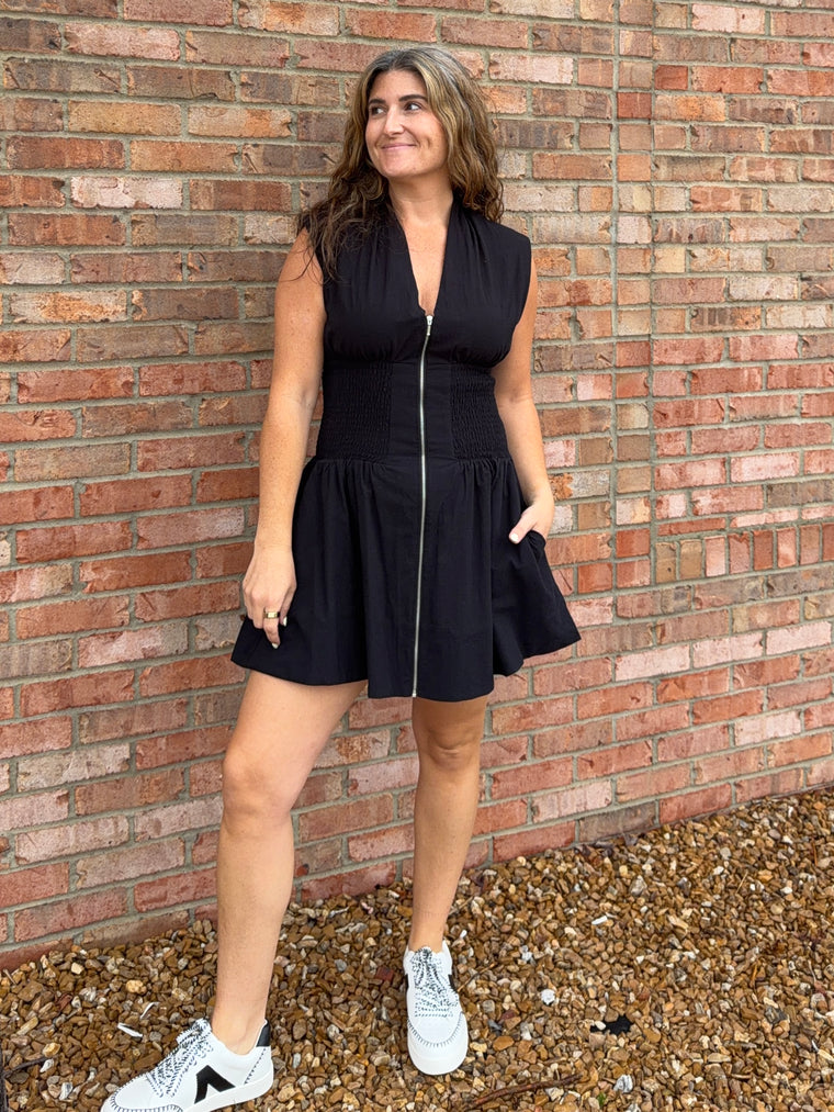 SHOULDER PAD DRESS- 2 COLORS