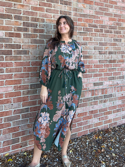 OLIVE FLORAL DRESS