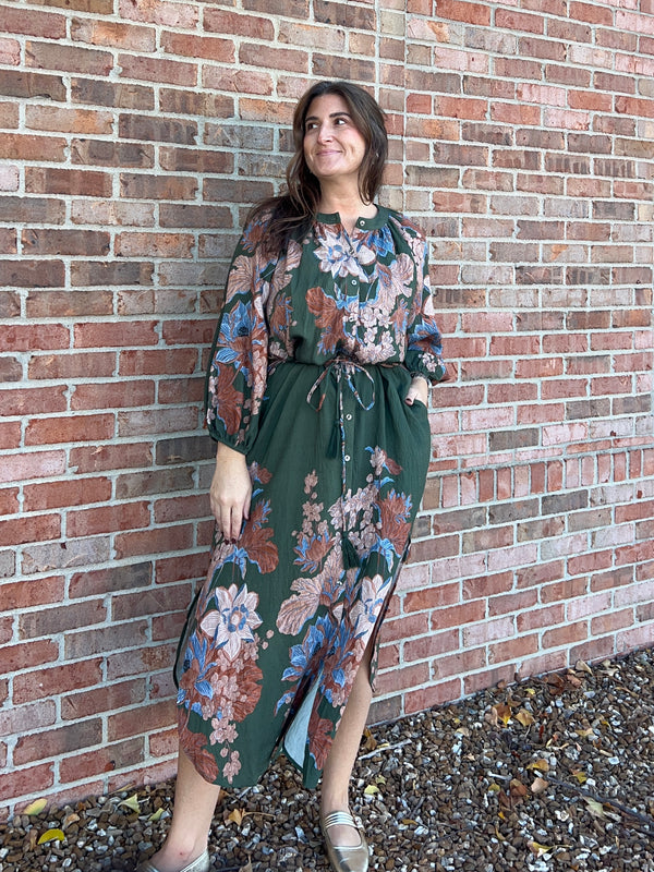 OLIVE FLORAL DRESS