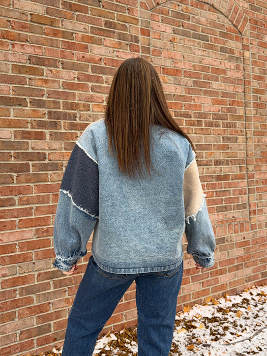 DENIM AND FLEECE MIXED JACKET