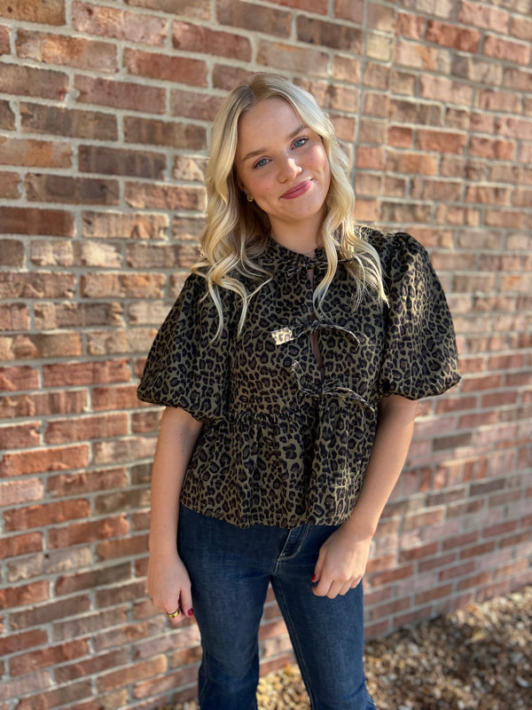 LEOPARD TIE TOP