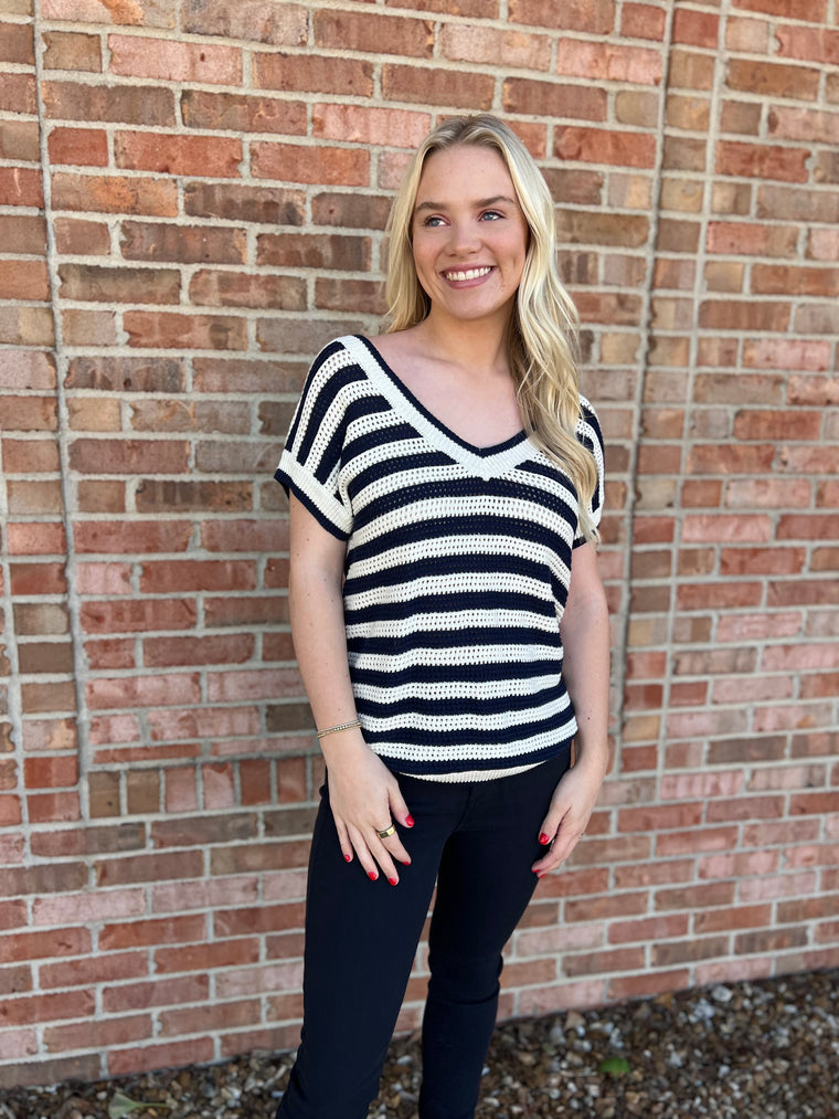 NAUTICAL STRIPES CROCHET TOP