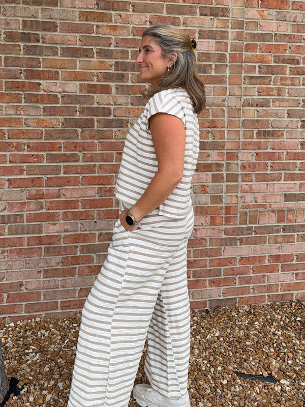 SWEETHEART STRIPED WIDE LEG PANTS- 2 COLORS