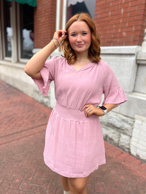 PRETTY IN PINK GAUZE DRESS