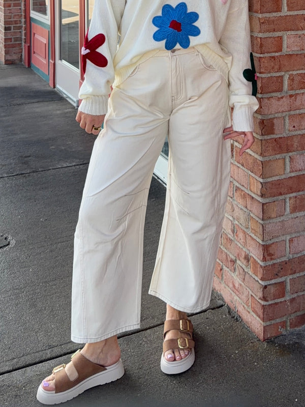 ECRU BARREL JEANS