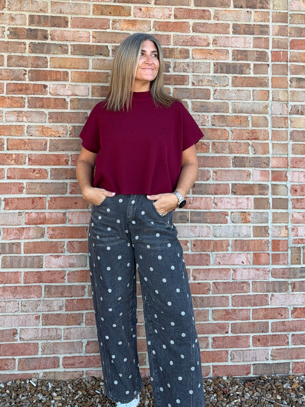 BOXY CROPPED MOCK NECK SWEATER- 3 COLORS