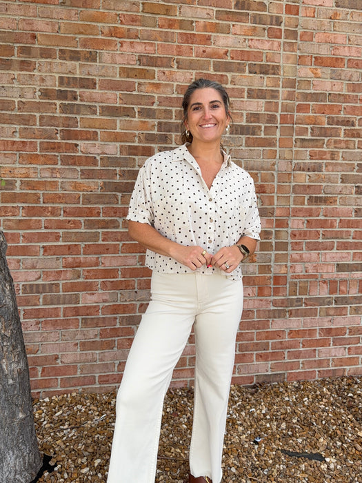 POLKA DOT COLLARED TOP- 3 COLORS