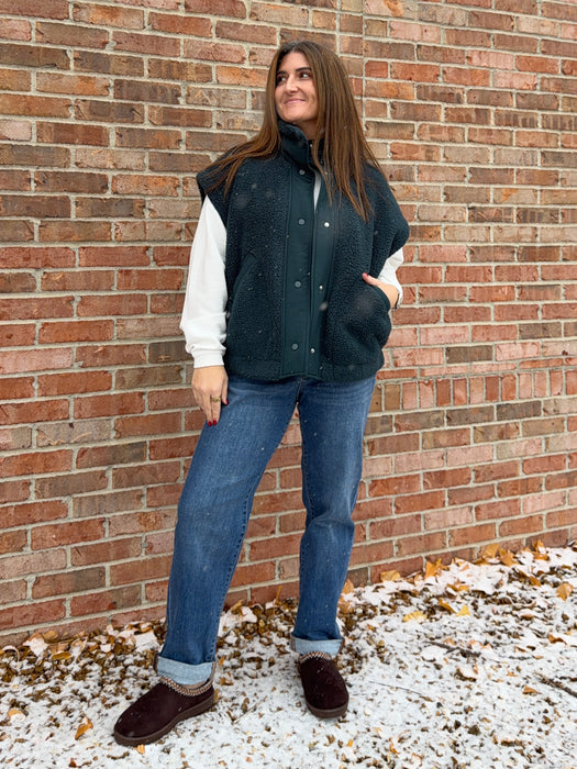 DARK TEAL SHERPA VEST
