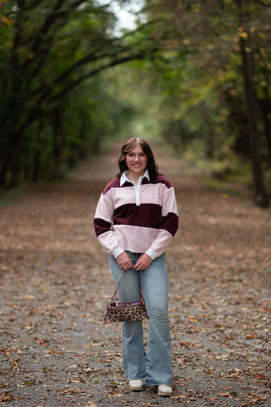 THICK STRIPED POLO TOP- 2 COLORS