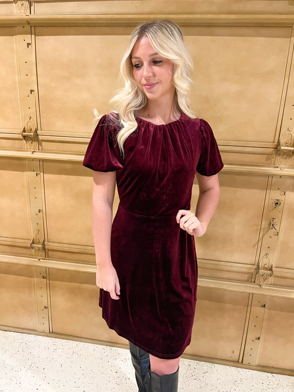 CRANBERRY VELVET DRESS Crave Boutique CRANBERRY VELVET DRESS Crave Boutique