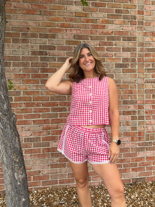 RED GINGHAM SHORTS