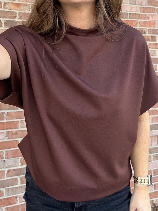 BROWN MOCK NECK TOP