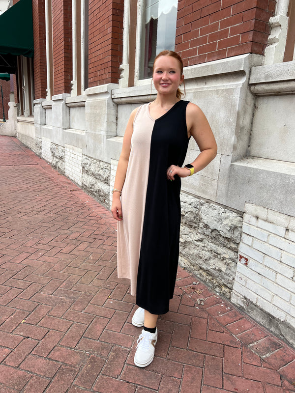 split dress SPLIT DOWN THE MIDDLE DRESS- 2 COLORS – Crave Boutique