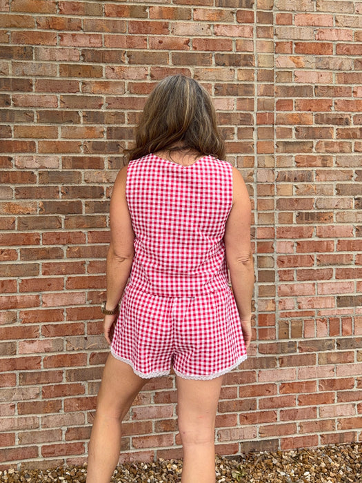 RED GINGHAM SHORTS