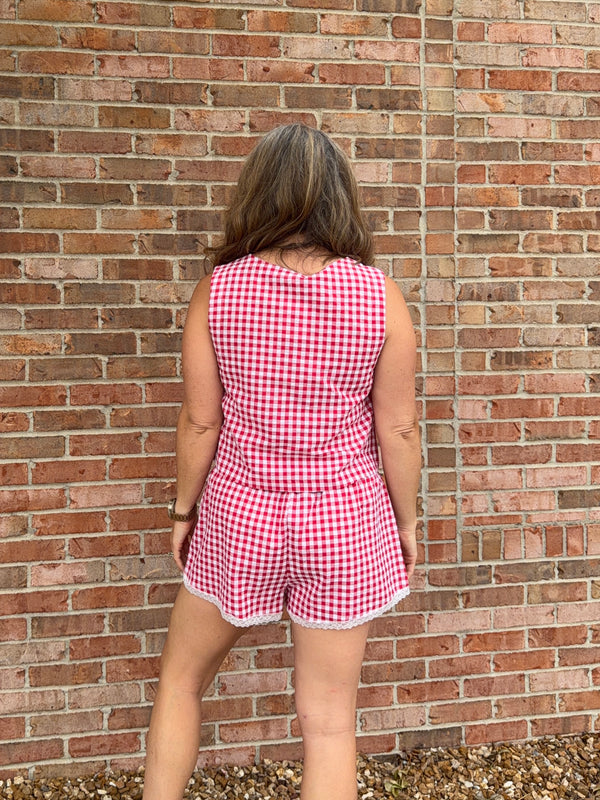 RED GINGHAM SHORTS