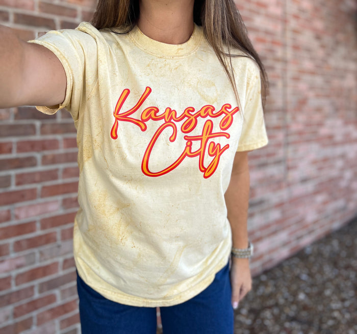 YELLOW TIE DYE KC TEE