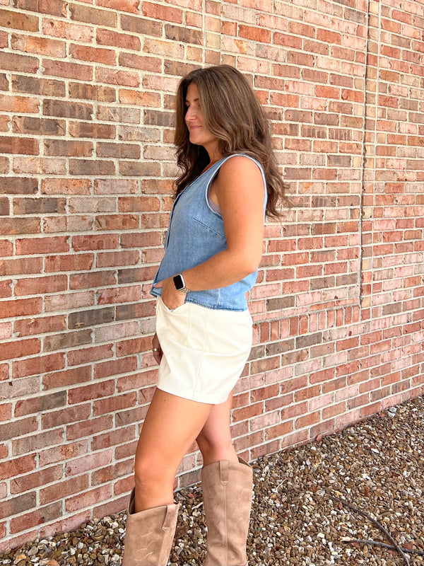 DENIM BUTTON UP VEST