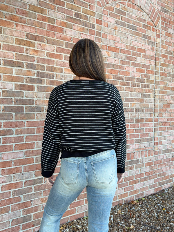 RAW EDGE STRIPED CARDIGAN- 2 COLORS