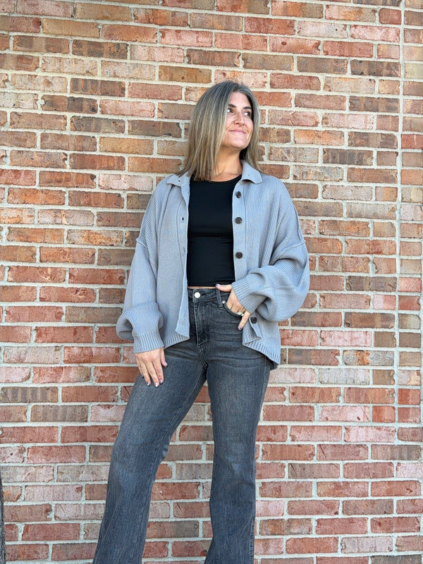 LARGE BUTTON FRONT CARDIGAN- 3 COLORS