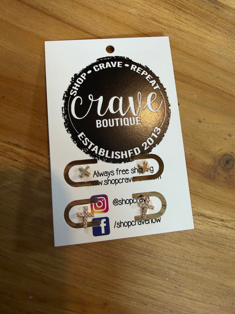 MINI CROSS EARRING STUD SET