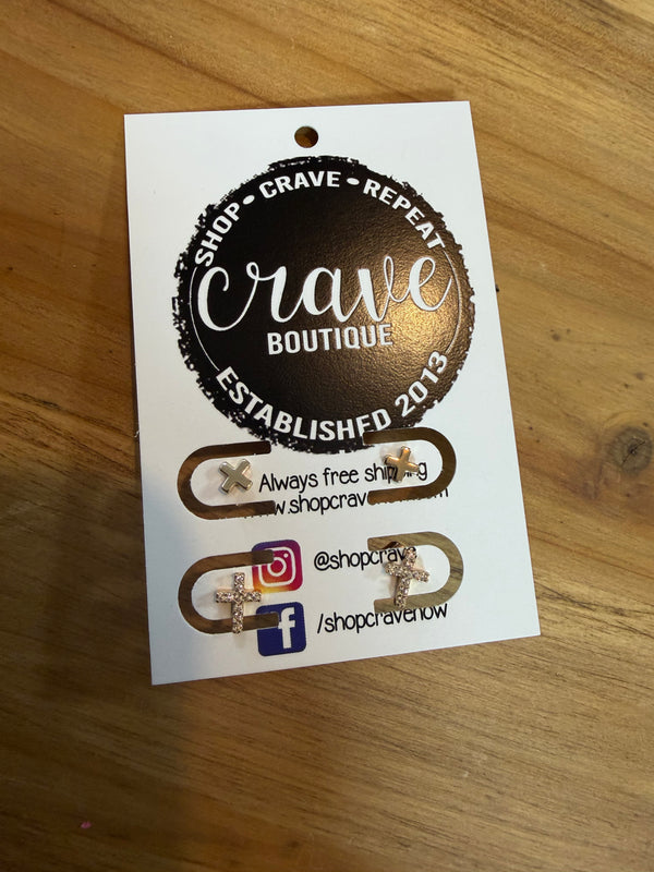 MINI CROSS EARRING STUD SET