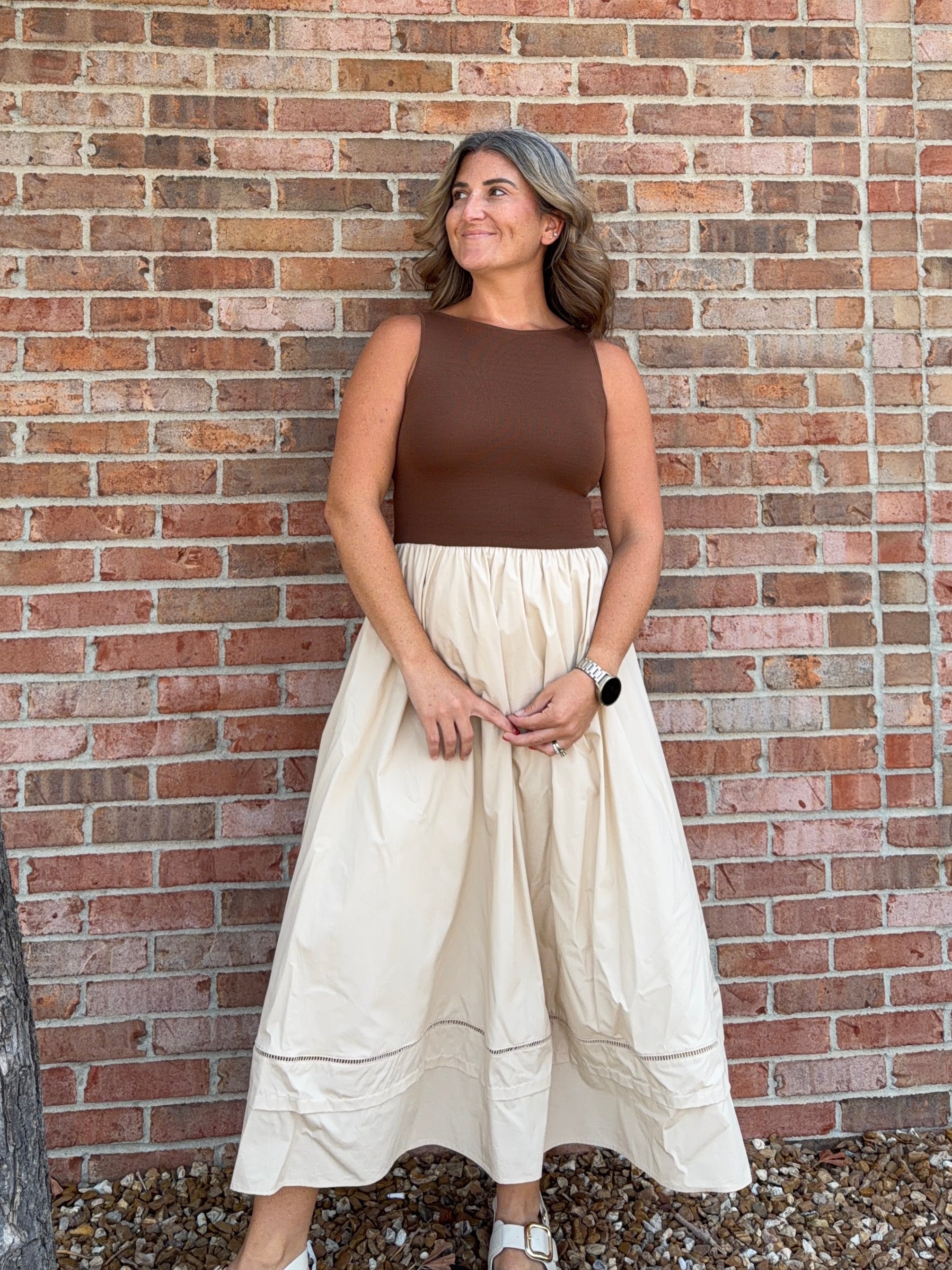 SHADES OF BROWN MIDI DRESS