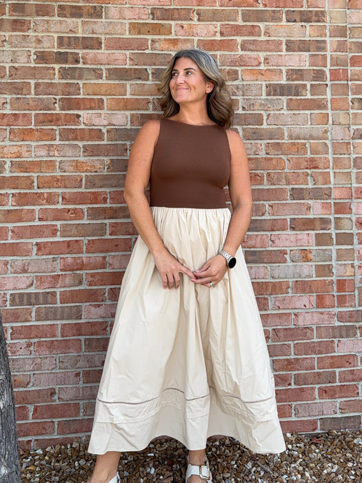 SHADES OF BROWN MIDI DRESS