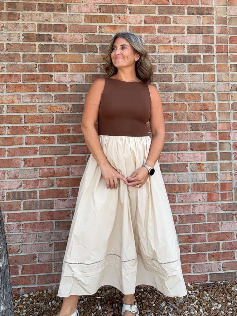 SHADES OF BROWN MIDI DRESS