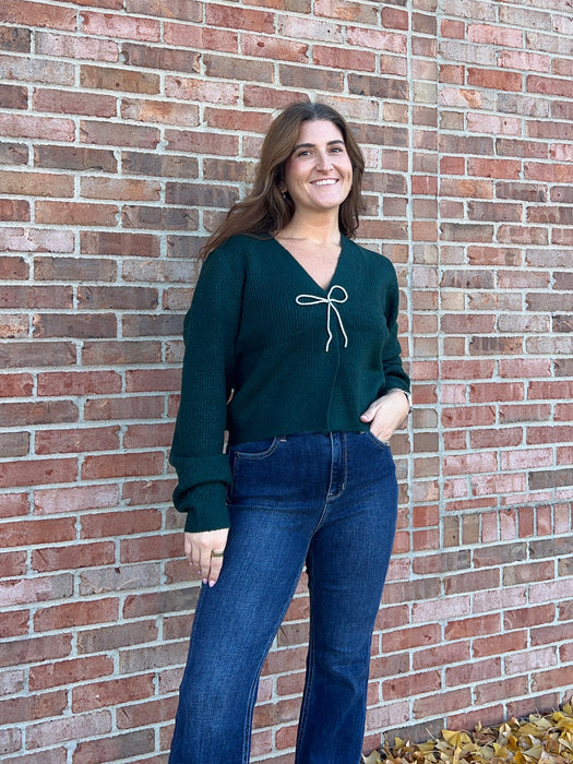 RHINESTONE BOW CARDIGAN- 3 COLORS