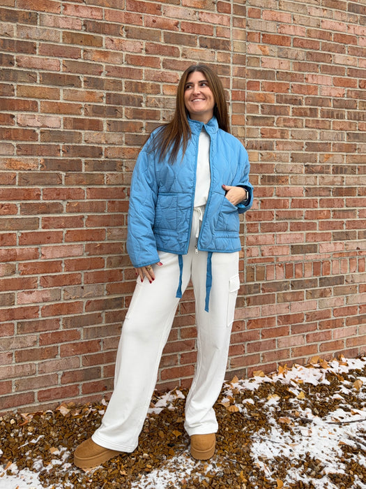 OCEAN BLUE QUILTED JACKET