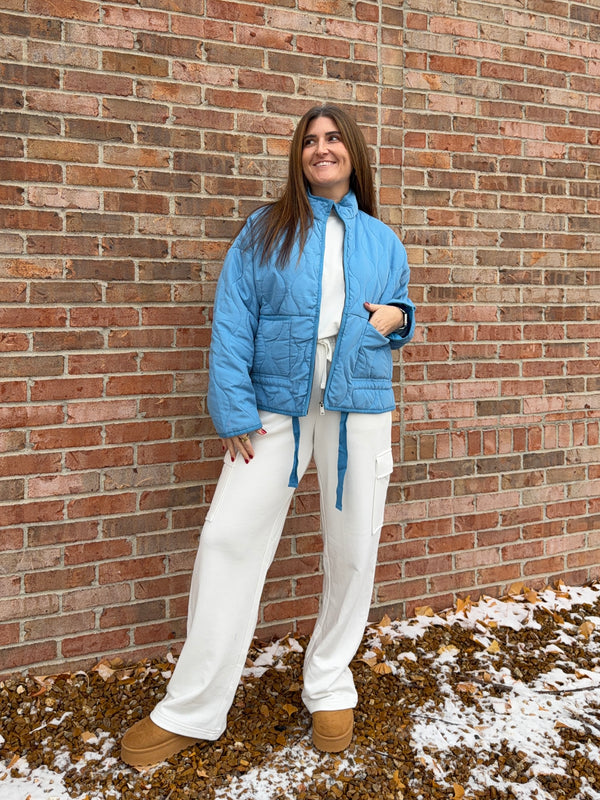 OCEAN BLUE QUILTED JACKET