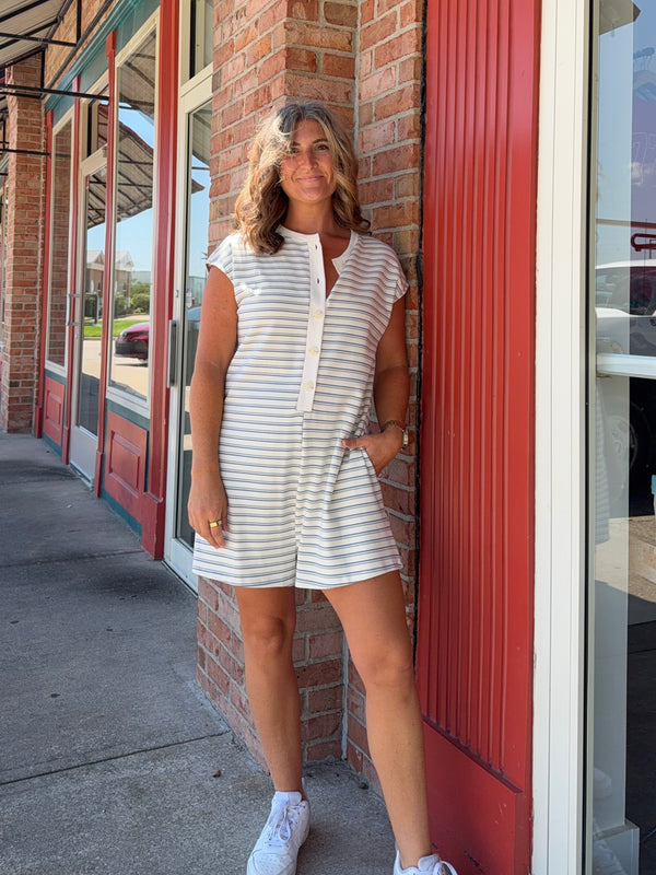 BABY'S BLUE STRIPED ROMPER