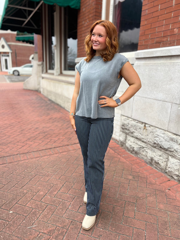 OPEN DOORS CAP SLEEVE TEE- 2 COLORS