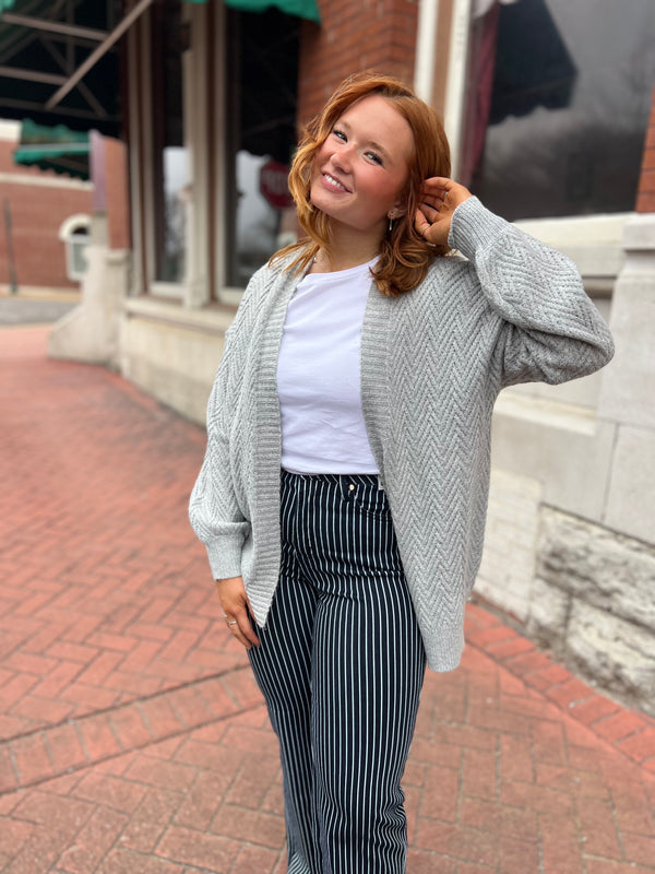 CHEVRON TEXTURED CARDIGAN- 2 COLORS