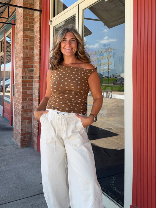 TWIST STRAP POLKA DOT TANK TOP- 2 COLORS