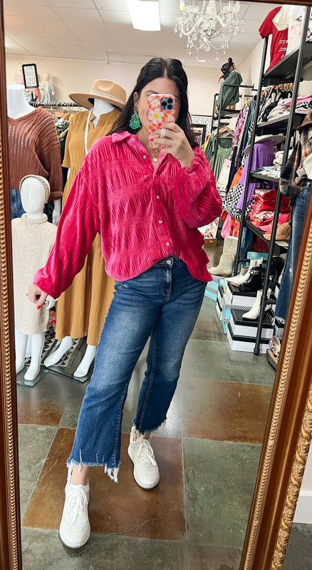 FUCHSIA VELVET SHIRT