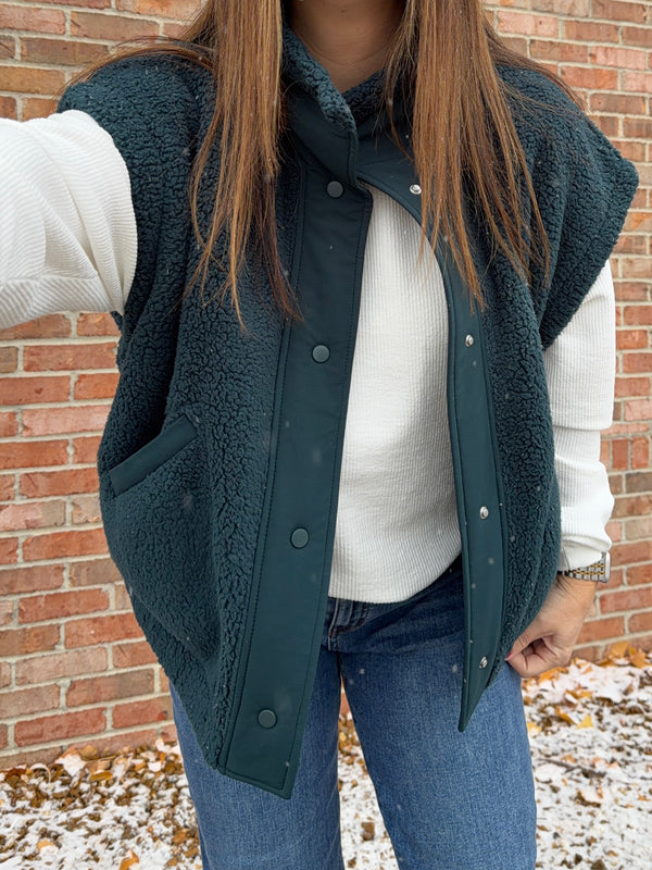 DARK TEAL SHERPA VEST