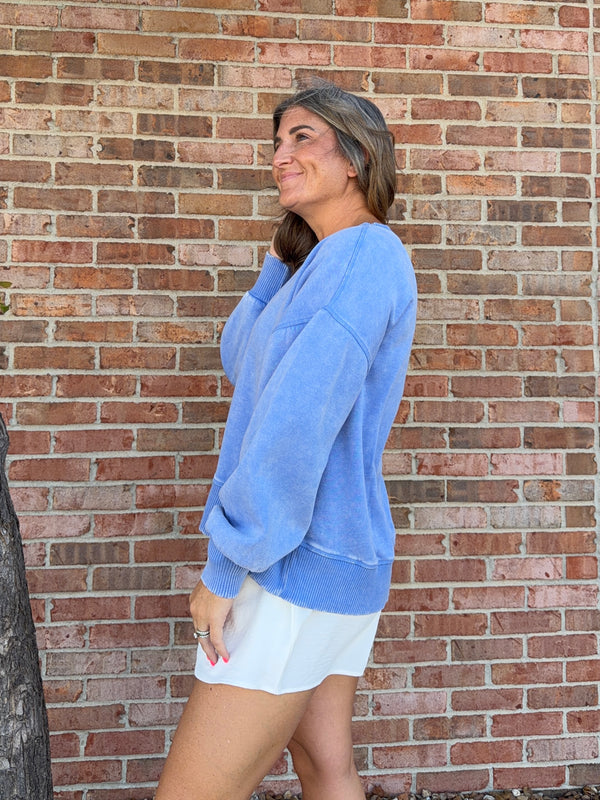 ACID WASH FLEECE PULLOVER- 6 COLORS