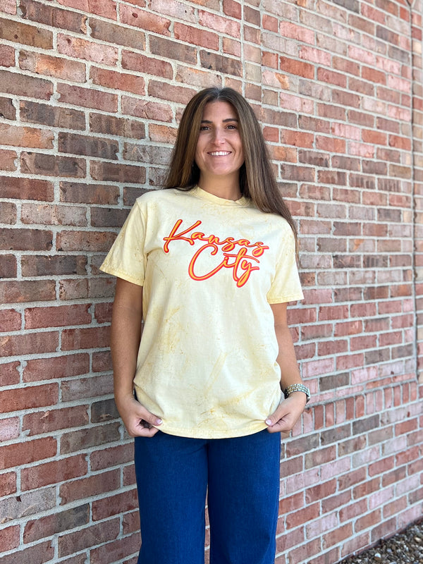 YELLOW TIE DYE KC TEE