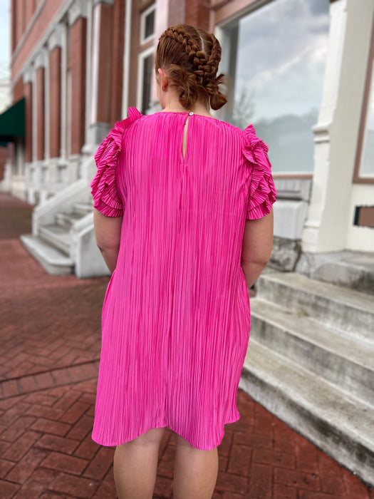 AS IT WAS PINK PLEATED DRESS