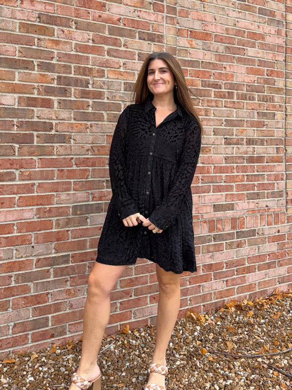 TEXTURED VELVET DRESS