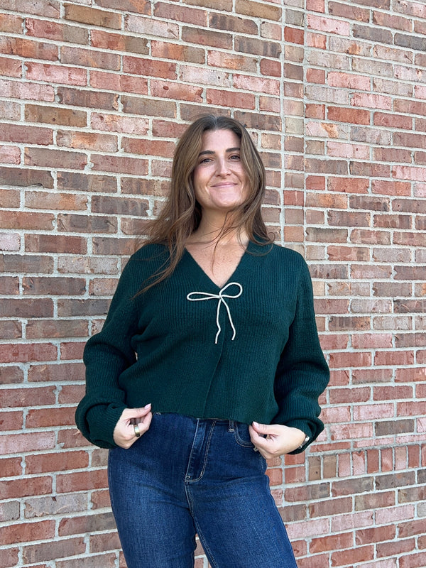 RHINESTONE BOW CARDIGAN- 3 COLORS