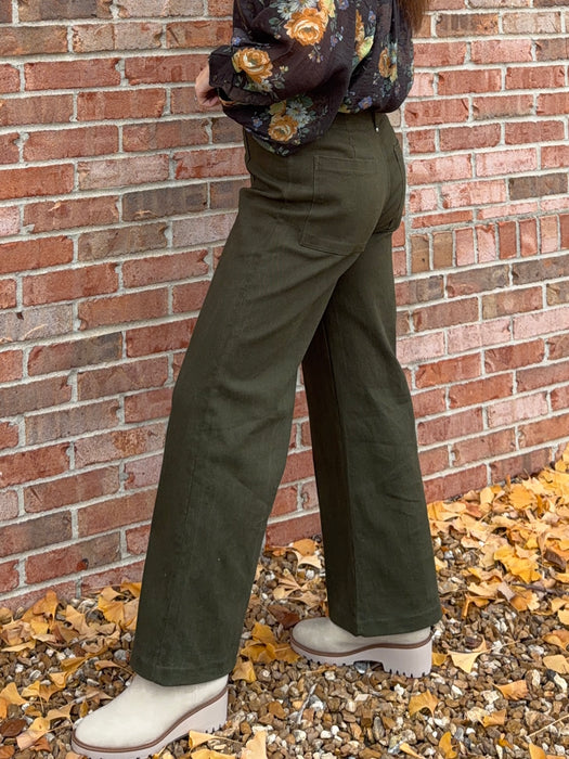 FRONT SEAM OLIVE PANTS