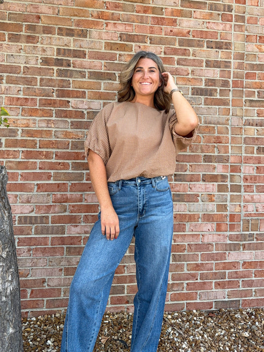 BROWN GINGHAM TOP