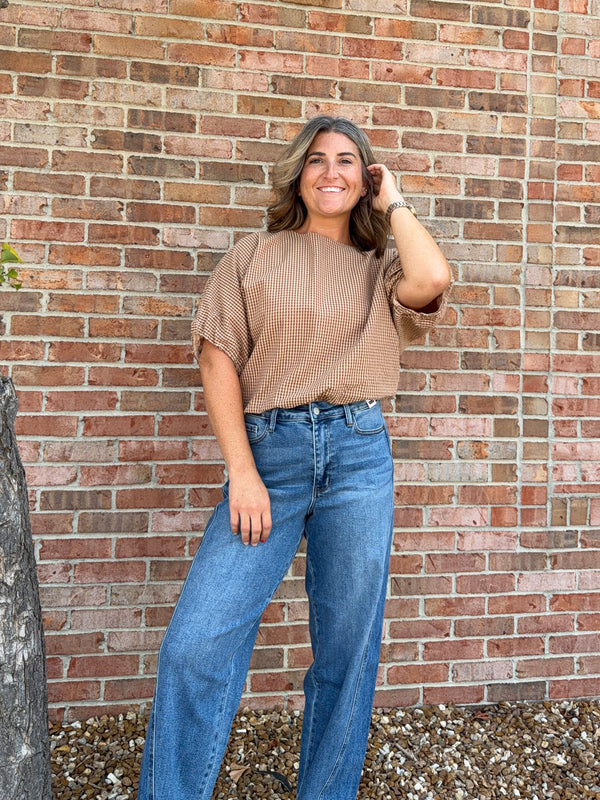 BROWN GINGHAM TOP