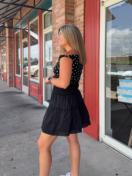 SMOCKED WAIST SKIRT- 2 COLORS