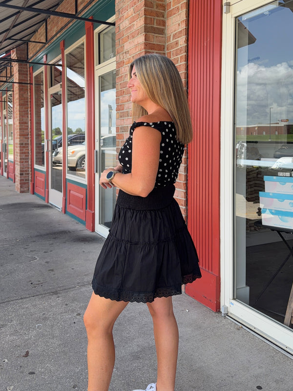 SMOCKED WAIST SKIRT- 2 COLORS