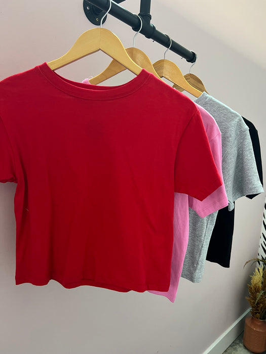 CROPPED BASIC COTTON TEE- 7 COLORS