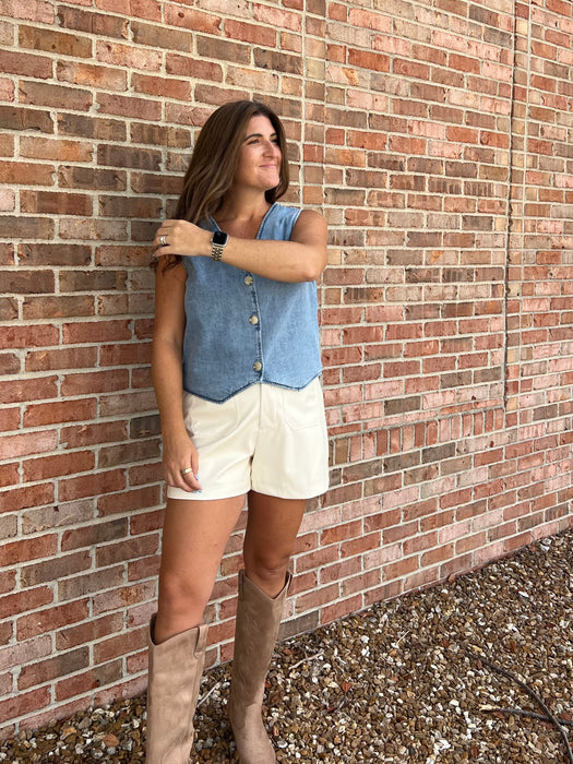 DENIM BUTTON UP VEST